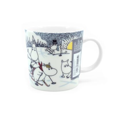 Moomin mug Skiing With Mr. Brisk label